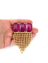 Load image into Gallery viewer, Vintage Purple and Gold Tassel Brooch
