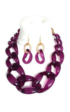 Load image into Gallery viewer, Chunky Purple Acrylic Chain Necklace Set
