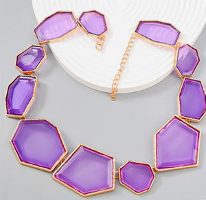 Lilac Resin Abstract Statement Necklace