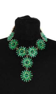 Green Floral Jewelled Statement Necklace