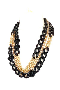 Black and Gold Layered Chunky ChainNecklace