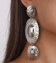 Load image into Gallery viewer, Over-Sized Silver Hammered Statement Earrings
