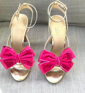 Pink Velvet Shoe Bow Clips