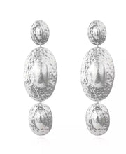 Load image into Gallery viewer, Over-Sized Silver Hammered Statement Earrings

