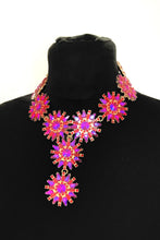 Load image into Gallery viewer, Pink Floral Jewelled Statement Necklace
