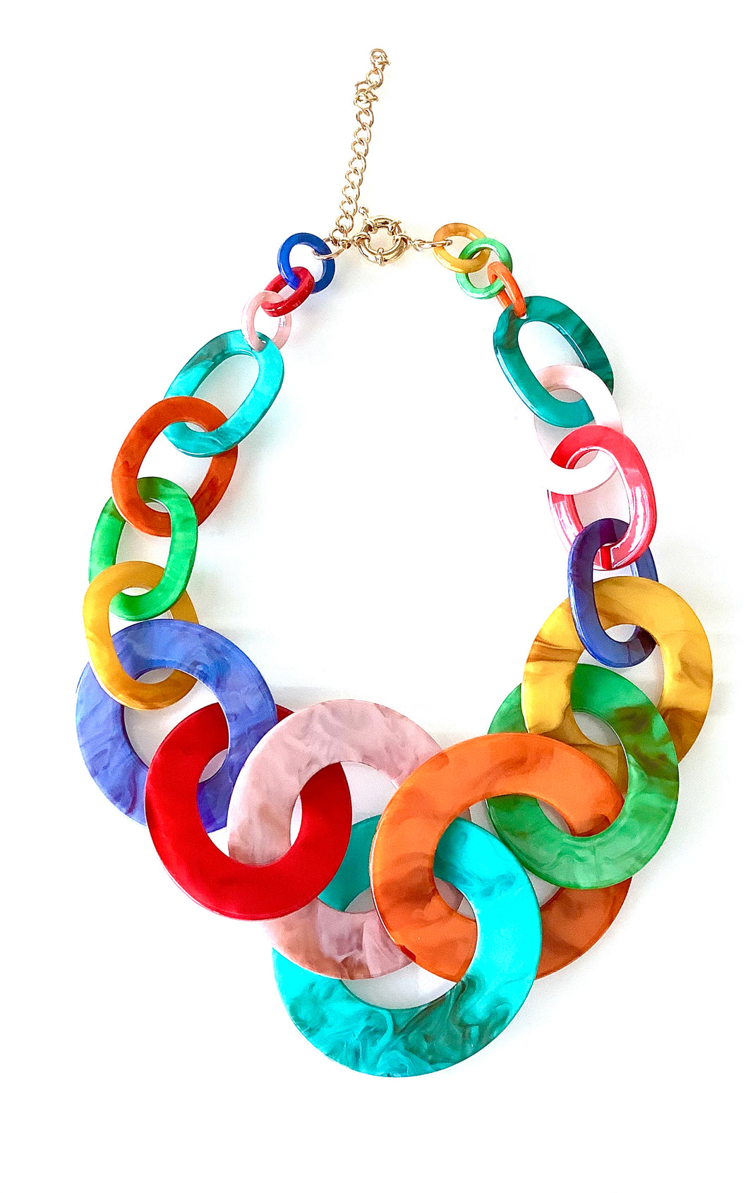 Multi-Coloured Resin Chain Statement Necklace