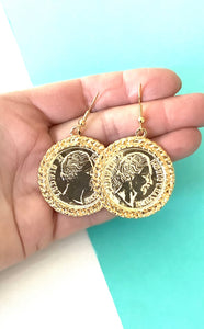 Gold Vintage  Coin Earrings