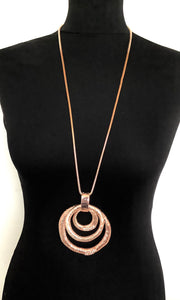 Rose Gold and Crystal Pendant Necklace