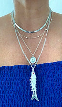 Load image into Gallery viewer, Silver Layered Fish Charm Necklace
