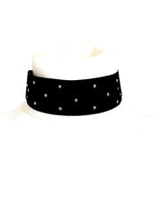 Load image into Gallery viewer, Black and Gold Stud Velvet Choker Necklace
