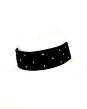 Load image into Gallery viewer, Black and Gold Stud Velvet Choker Necklace
