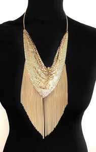 Gold Chainmail Tassel Necklace