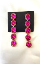 Load image into Gallery viewer, Cerise Pink Crystal Jewelled Statement Earrings
