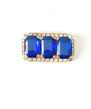 Load image into Gallery viewer, Vintage Blue and Crystal Jewelled Statement Brooch
