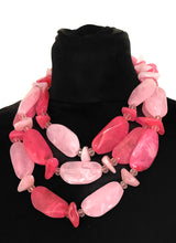 Load image into Gallery viewer, Chunky Pink Three Tier Bead Statement Necklace

