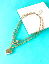 Load image into Gallery viewer, Gold Heart Lock Layered Chain Necklace
