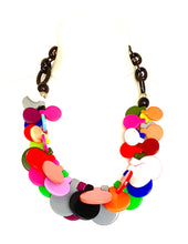 Load image into Gallery viewer, Chunky Multi Coloured Abstract Disc Statement Necklace
