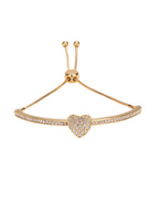 Load image into Gallery viewer, Gold Crystal Heart Slider Bracelet
