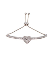 Load image into Gallery viewer, Silver Crystal Heart Slider Bracelet
