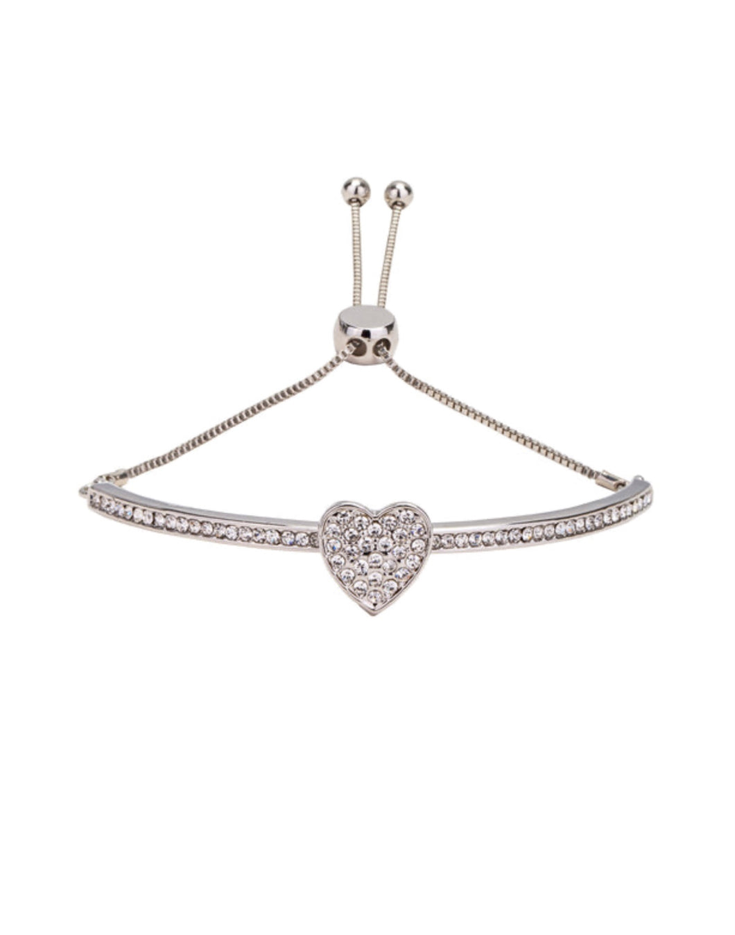 Silver Crystal Heart Slider Bracelet