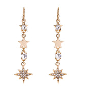 Load image into Gallery viewer, Gold Crystal Celestial Star Earrings
