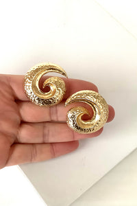 Gold Spiral Vintage Clip On Earrings
