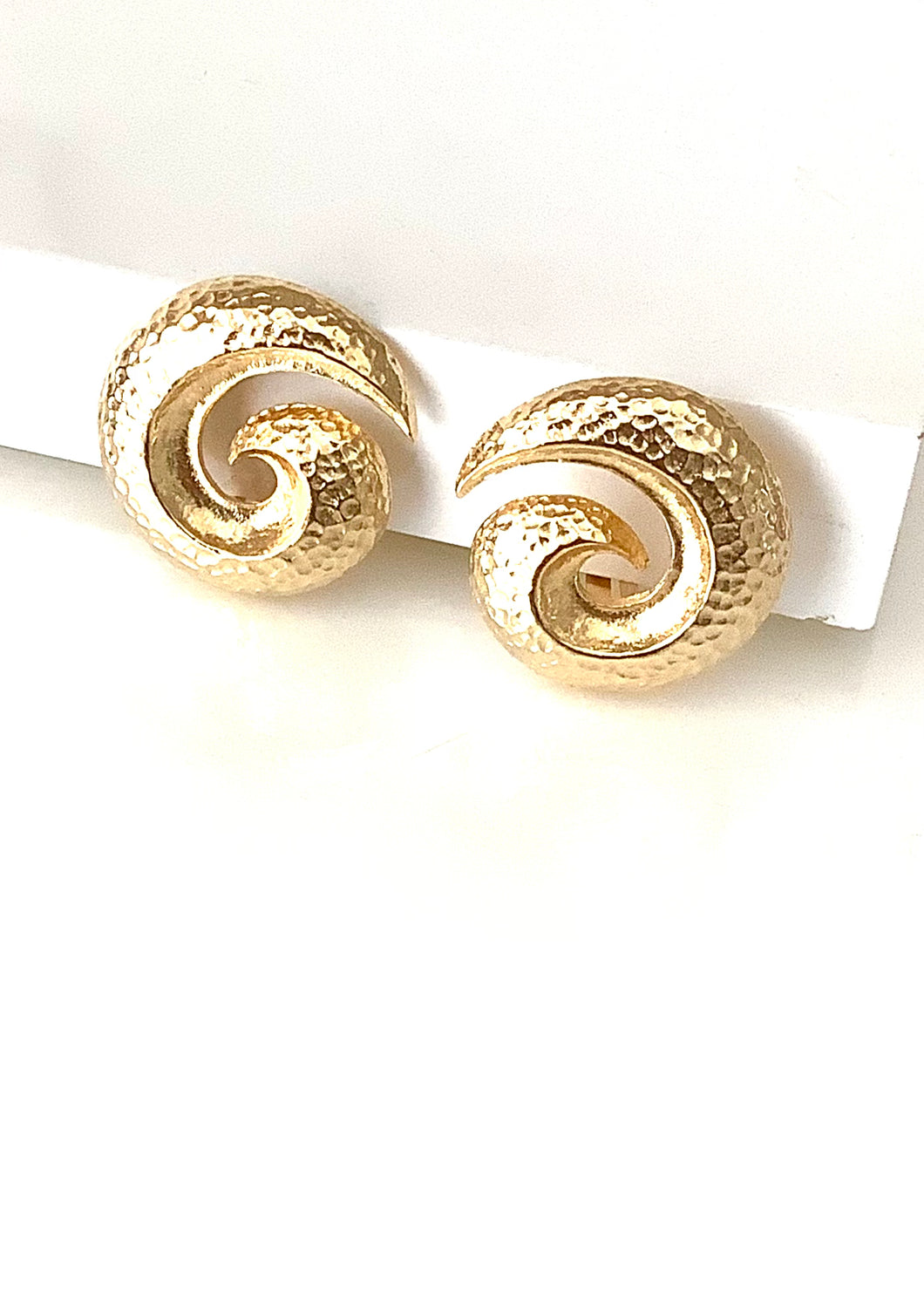 Gold Spiral Vintage Clip On Earrings
