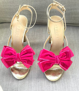Pink Velvet Shoe Bow Clips