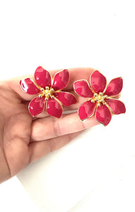 Clip On Vintage Pink Floral Earrings