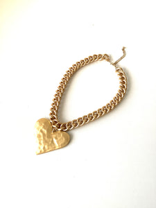 Matte Gold Heart Chunky Chain Necklace