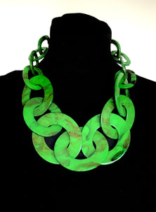 Green Resin Chain Statement Necklace