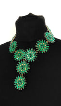 Load image into Gallery viewer, Green Floral Jewelled Statement Necklace

