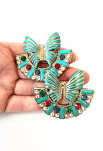 Load image into Gallery viewer, Clip On Turquoise Vintage Butterfly Earrings
