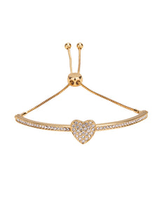 Gold Crystal Heart Slider Bracelet