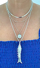 Load image into Gallery viewer, Silver Layered Fish Charm Necklace
