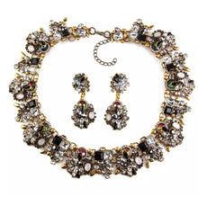 Load image into Gallery viewer, Black Crystal Jewelled Statement Necklace Set
