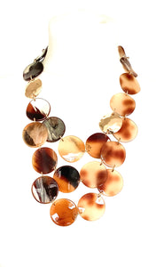 Brown Acrylic Disc Statement Necklace