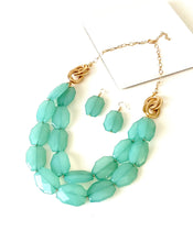 Load image into Gallery viewer, Mint Green Bead Necklace and Earrings Set
