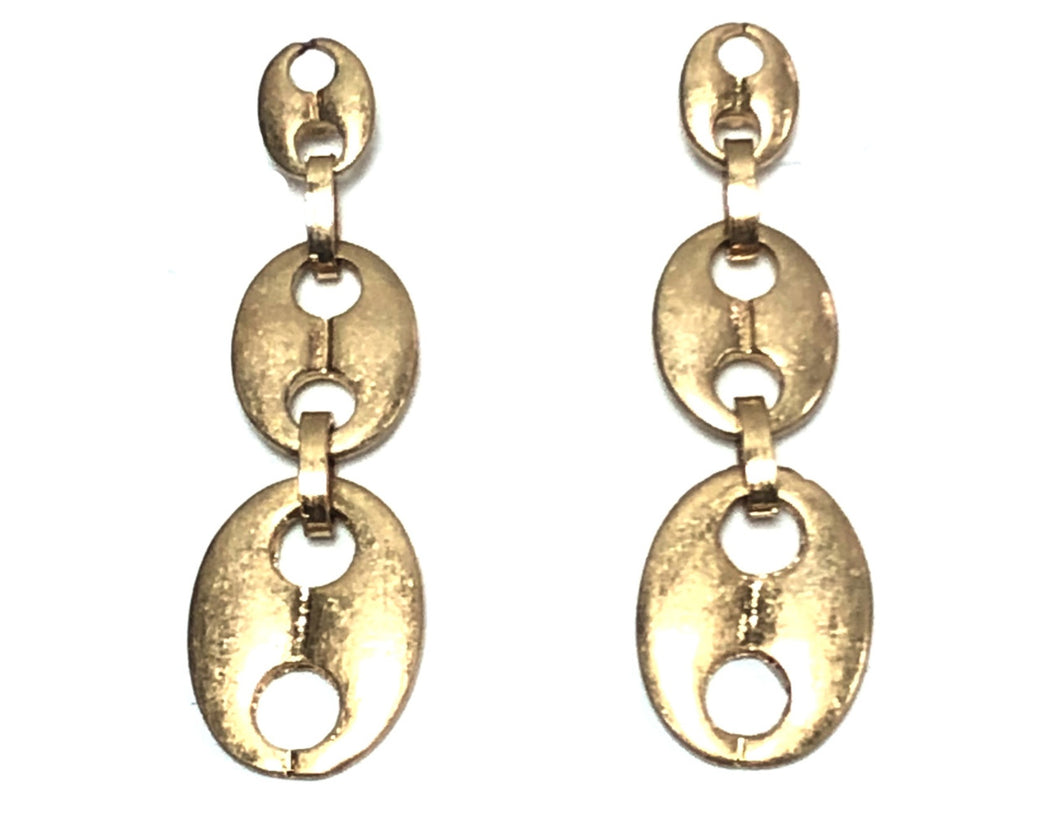 Brushed Gold Oval Drop Earrings