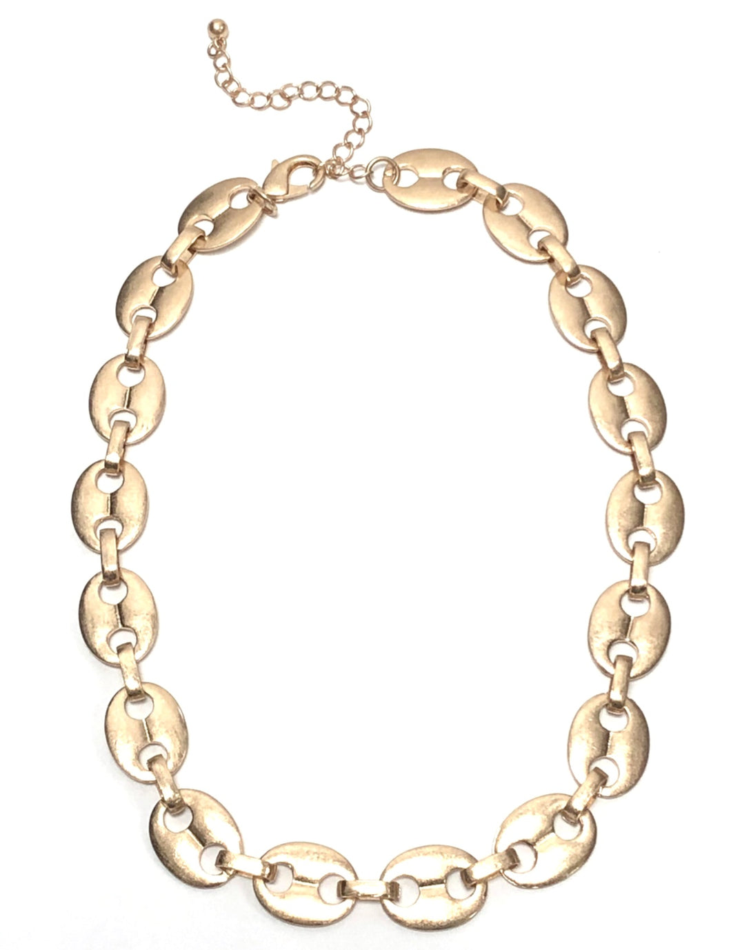 Brushed Gold Oval Link Chain Necklace