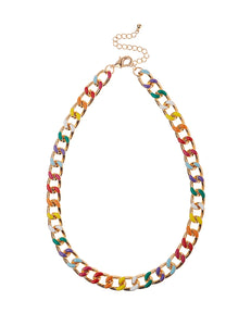 Shiny Multi Colour 14K Gold Chain Necklace
