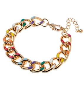 Shiny Multi Colour 14K Gold Chain Bracelet