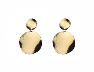 Gold Mini Disc Drop Earrings