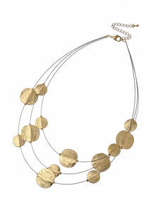 Gold Three Tier Disc Necklace