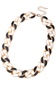 Black and White Enamel Chain Link Necklace