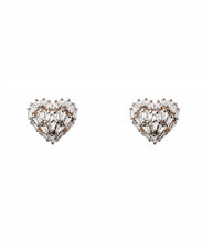 Load image into Gallery viewer, Silver Crystal Heart Stud Earrings
