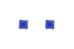 Blue Druzy Style Stud Earrings