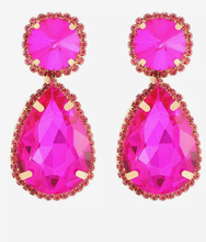 Load image into Gallery viewer, Cerise Pink Teardrop Jewelled Earrings
