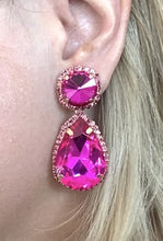 Load image into Gallery viewer, Cerise Pink Teardrop Jewelled Earrings
