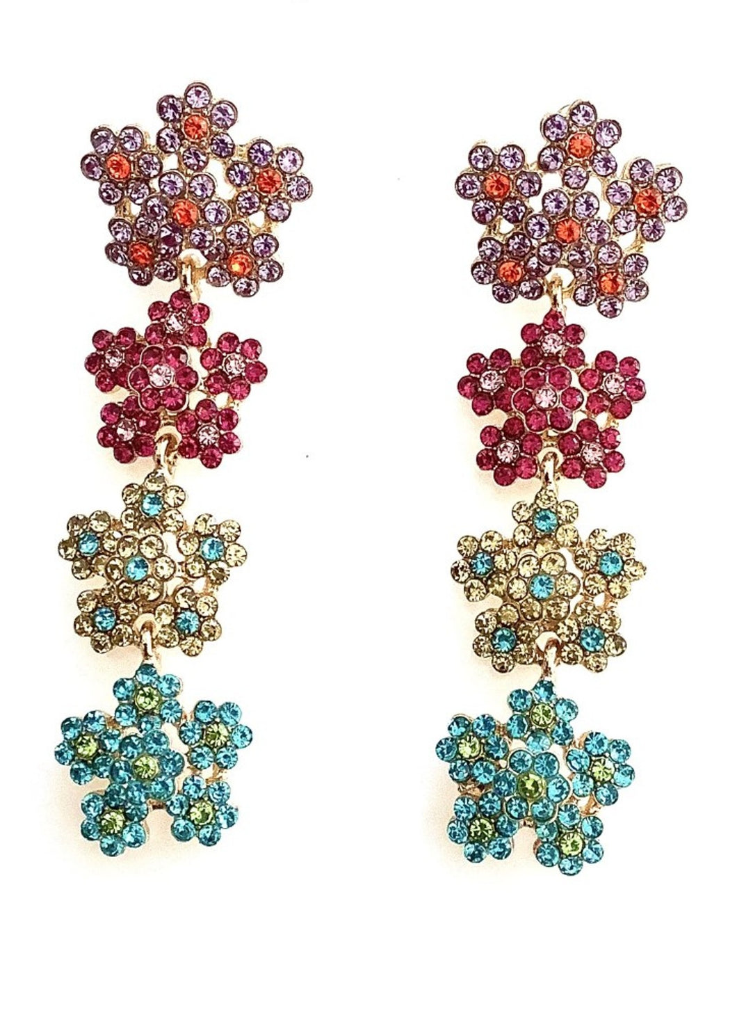 Pastel Jewelled Floral Earrings